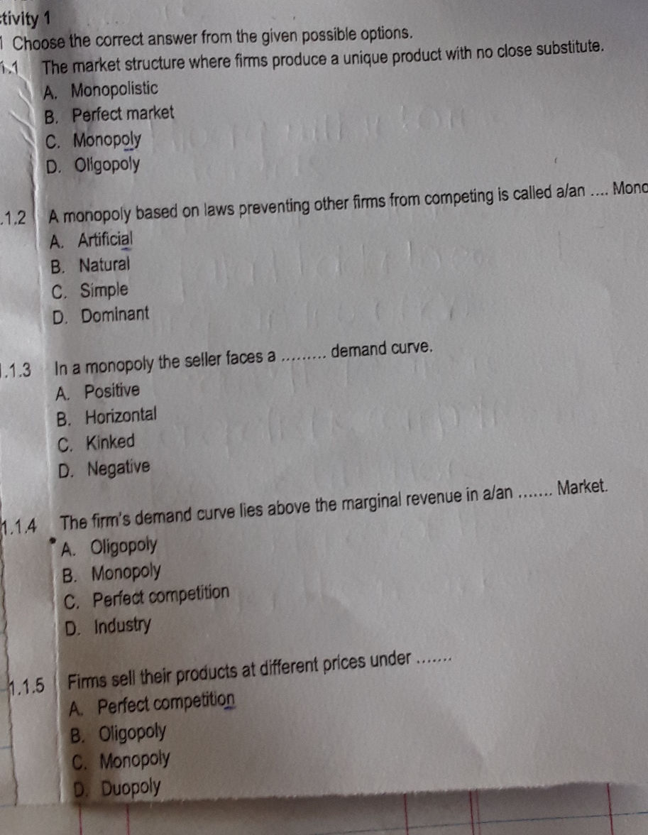 1 Choose the correct answer from the given | StudyX