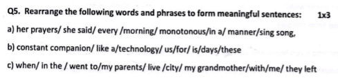 Q5. Rearrange the following words and | StudyX