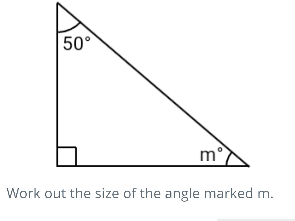 Work out the size of the angle marked m. The