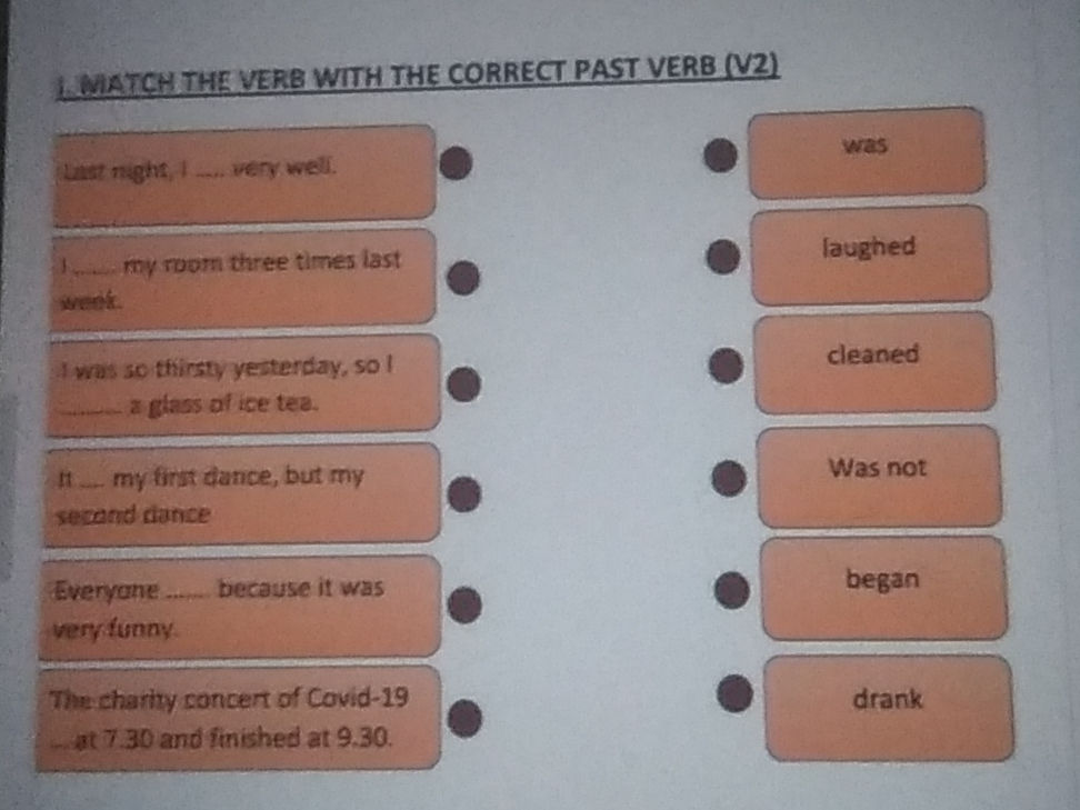 1. MATCH THE VERB WITH THE CORRECT PAST VERB | StudyX