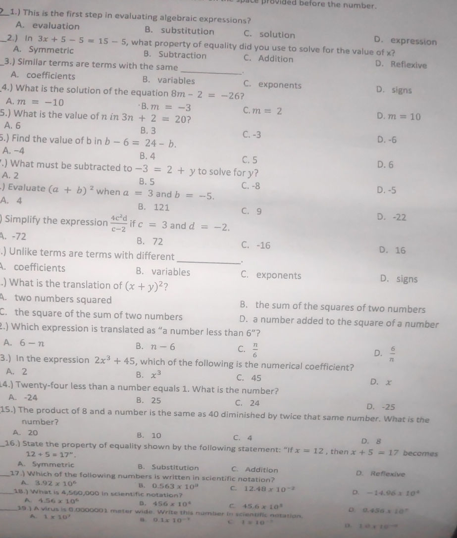 1.) This is the first step in evaluating | StudyX