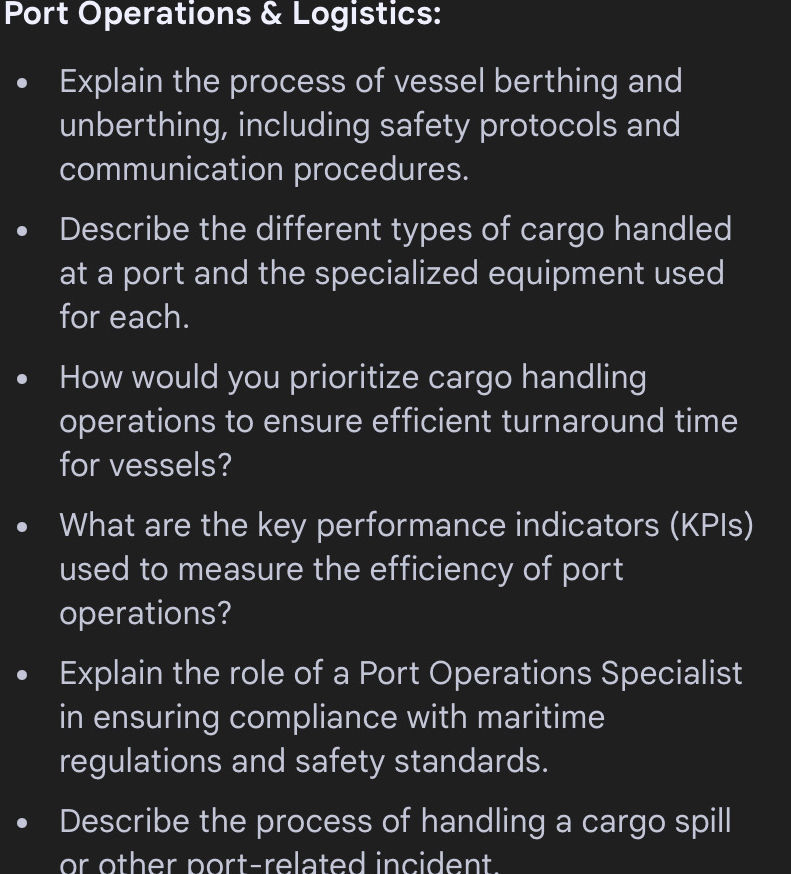 Port Container Operations Guide Port Operations Logistics: • Explain the | StudyX