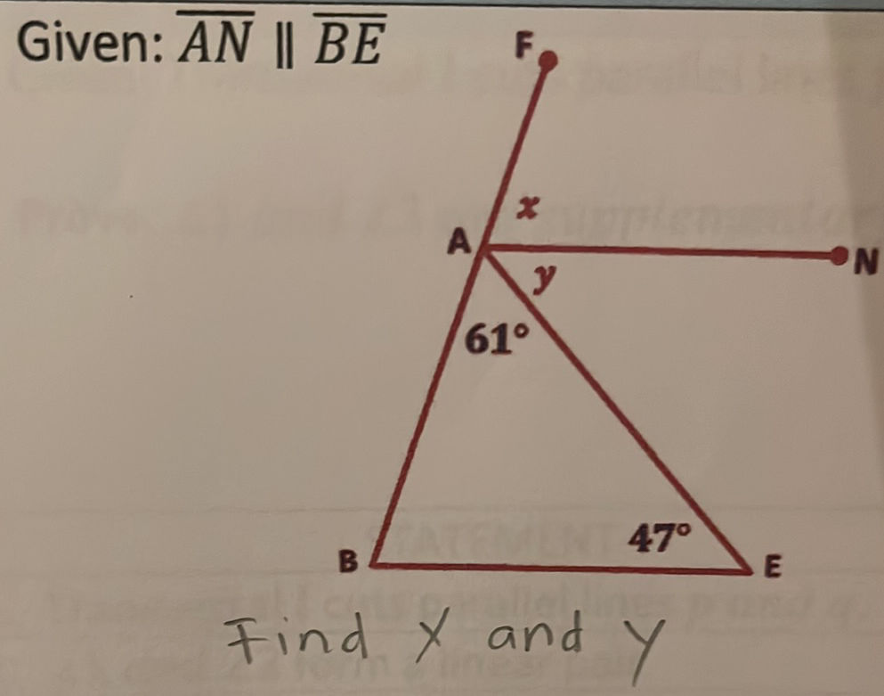Find Y Math Problem Find x and y in geometry problem with | StudyX