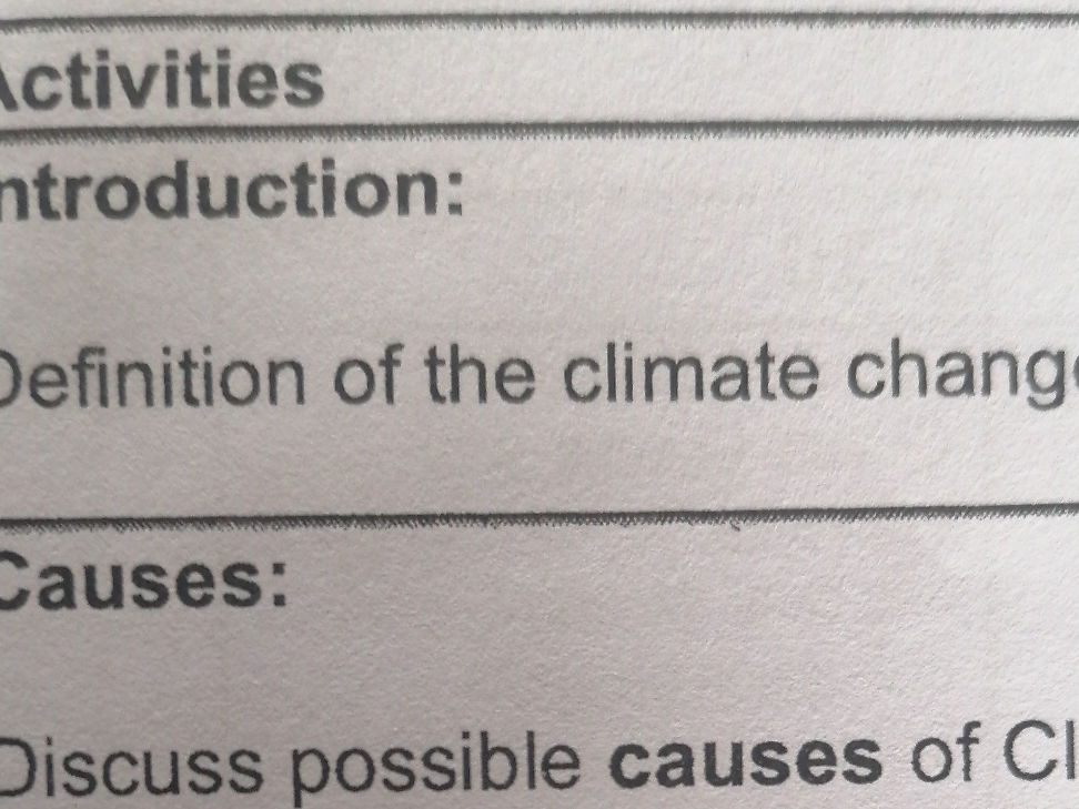 Definition of the climate chang Causes: | StudyX