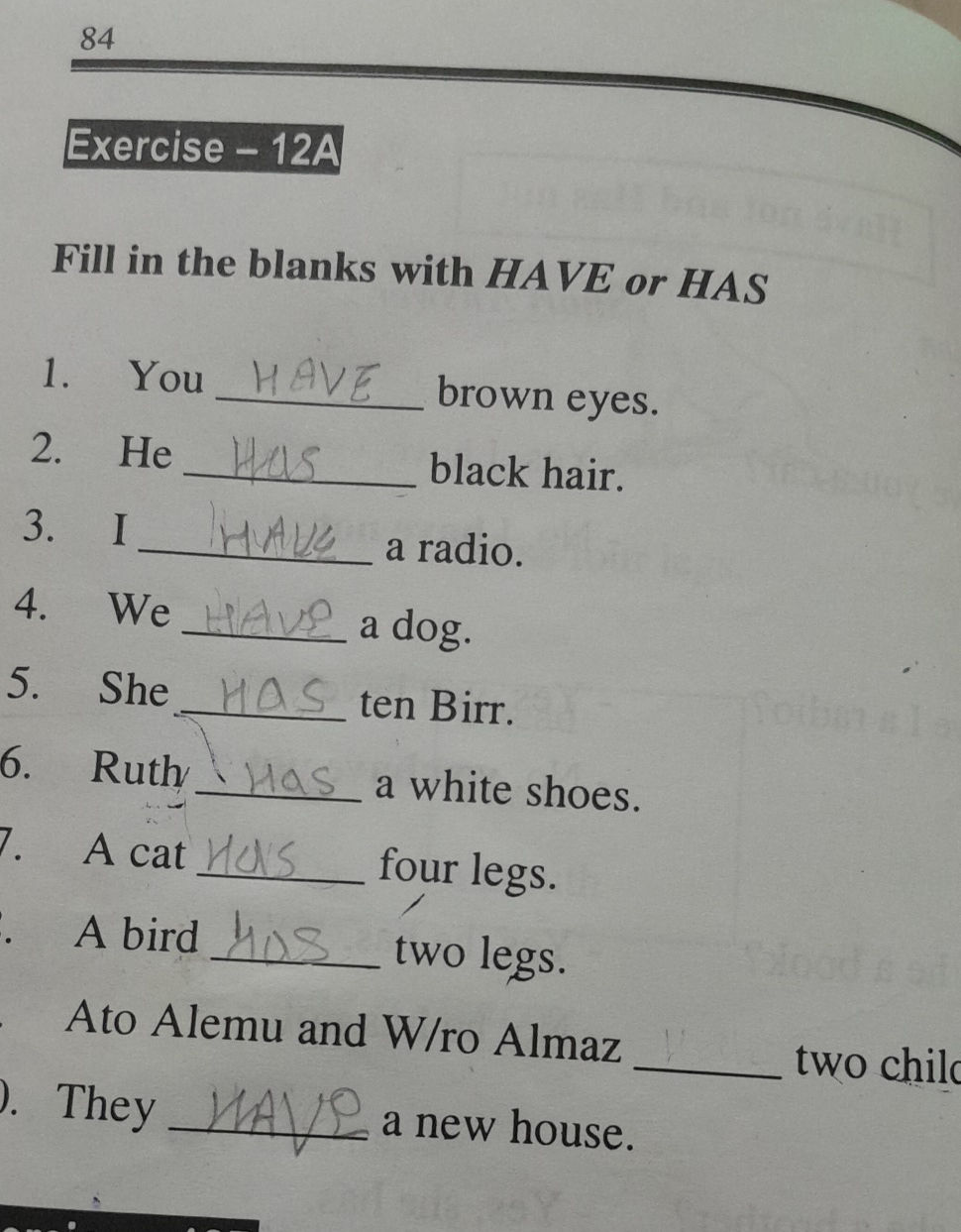 Fill in the blanks with HAVE or HAS 1. You | StudyX