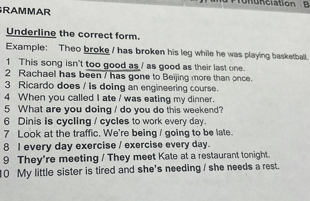 Underline the correct form. Example: Theo | StudyX
