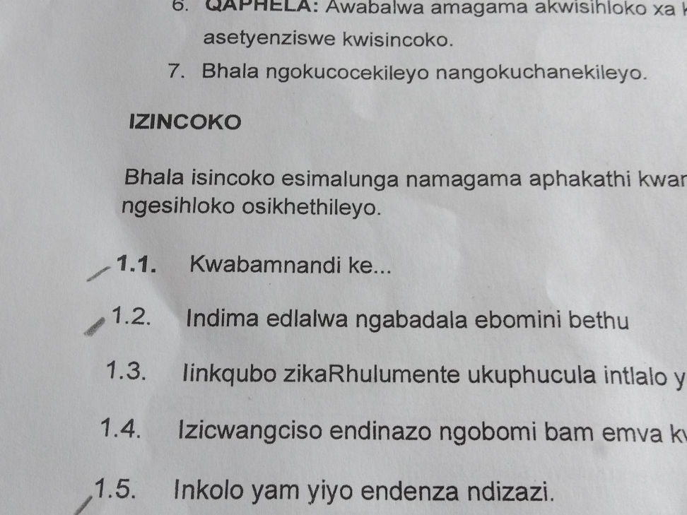 Bhala isincoko esimalunga namagama aphakathi | StudyX