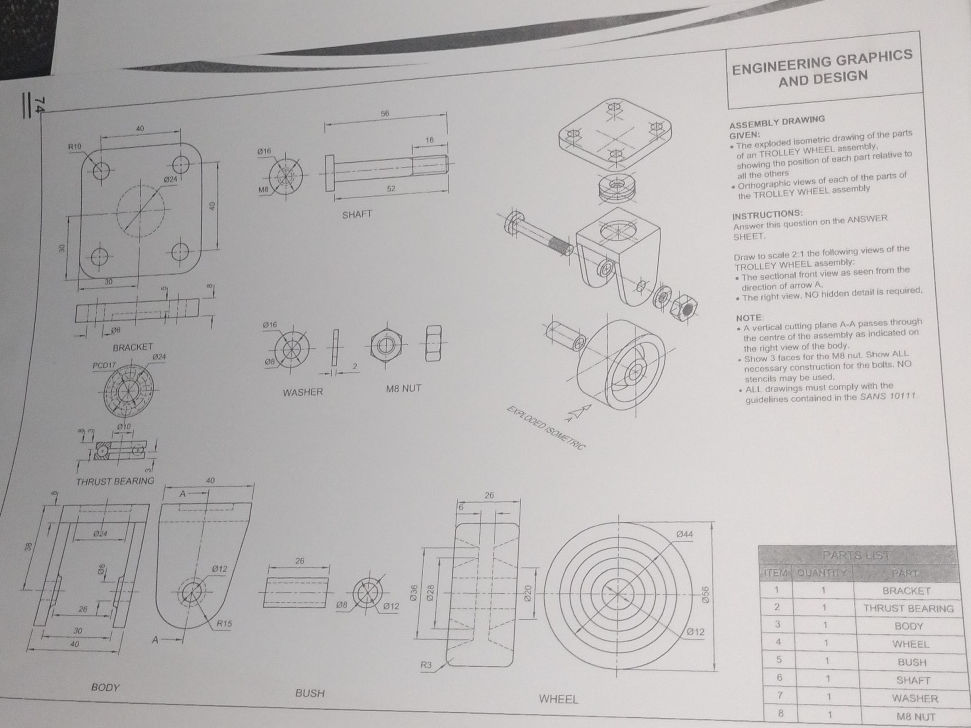 ASSEMBLY DRAWING GIVEN: * The exploded | StudyX