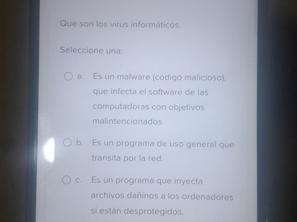 Que son los virus informáticos. Seleccione | StudyX