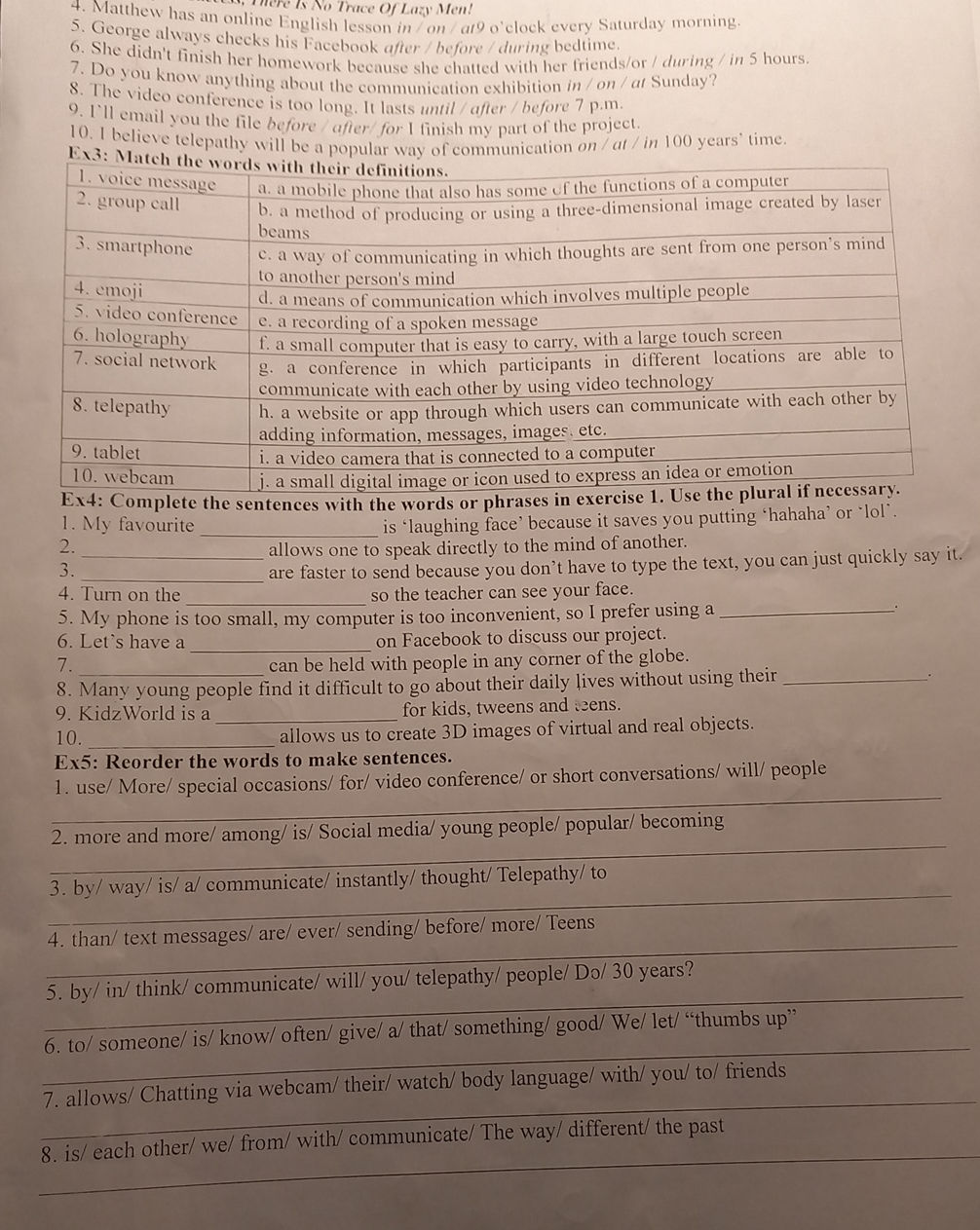 Ex3: Match the words with their definitions.