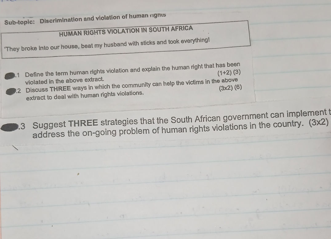 Define the term human rights violation and | StudyX