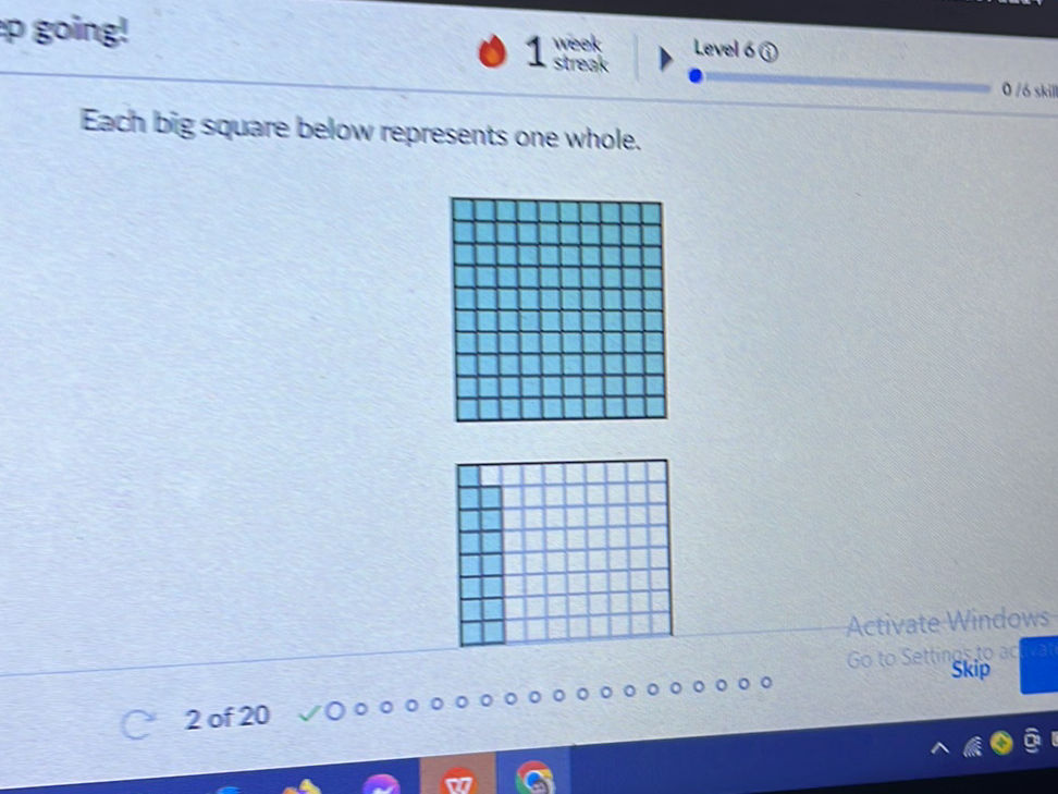 One Big Square Math Problem Each big square below represents one whole. | StudyX