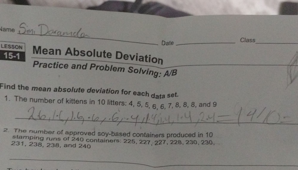 Find the mean absolute deviation for each | StudyX