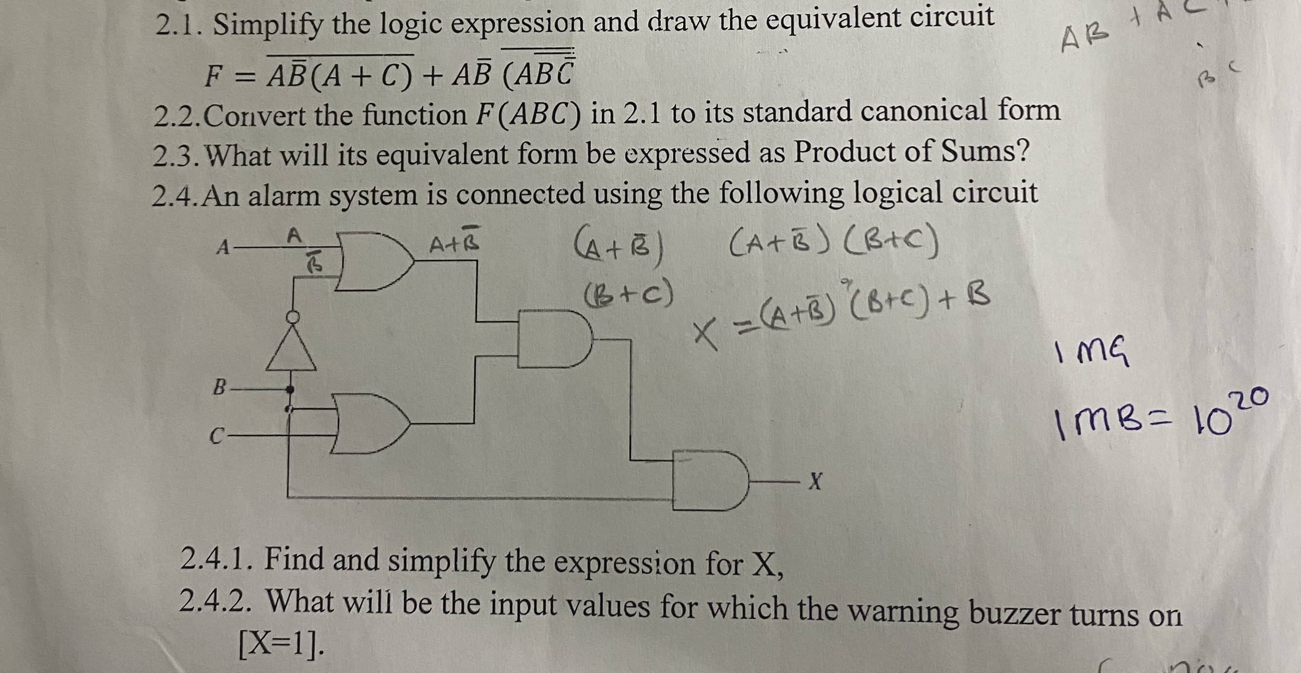 2.1. Simplify the logic expression and draw | StudyX