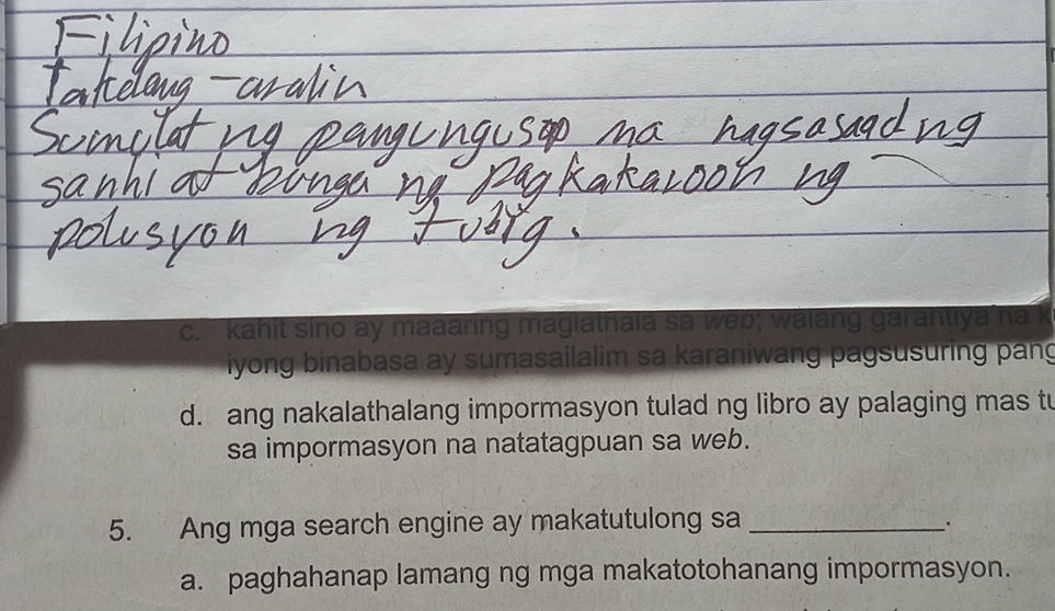 Filipino Takdang-aralin Sumulat ng | StudyX
