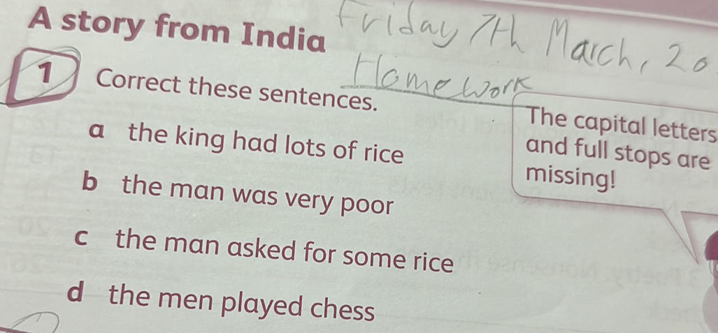 Sentence With Rice 1 Correct these sentences. a the king had | StudyX