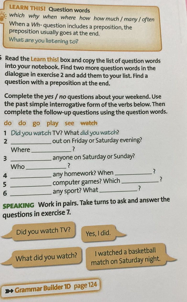 When Question Homework LEARN THIS! Question words which why when | StudyX