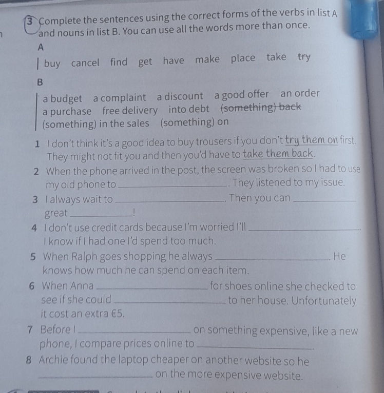 Sentence Form List 3 Complete the sentences using the correct | StudyX