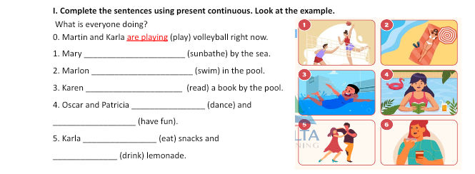I. Complete the sentences using present | StudyX