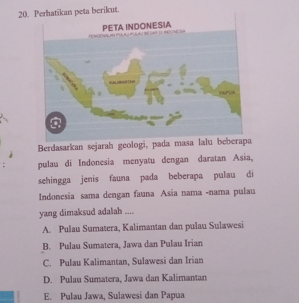 20. Perhatikan peta berikut. PETA INDONESIA | StudyX