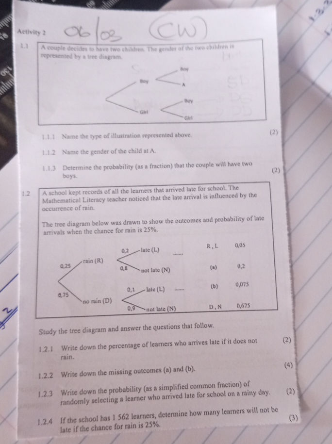 The Two Child Problem Math 1.1 A couple decides to have two children. | StudyX