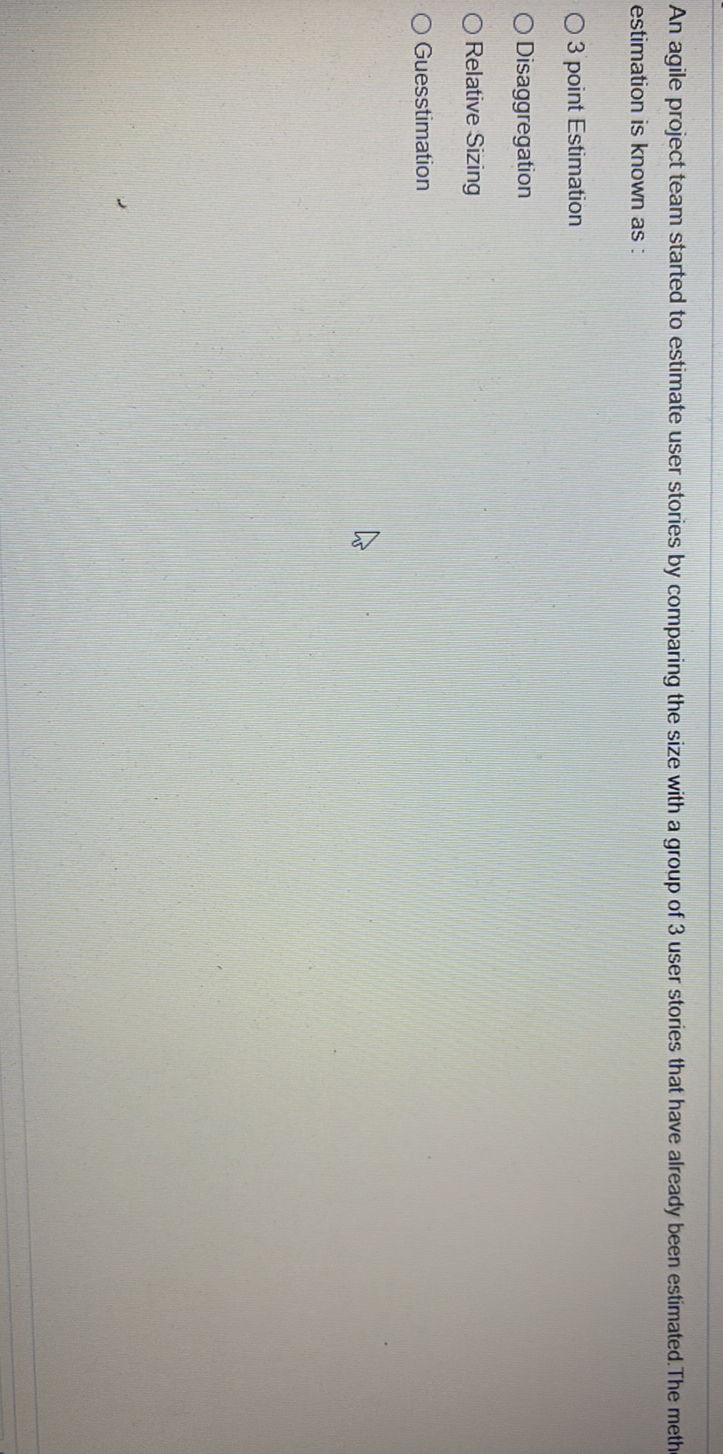 An agile project team started to estimate
