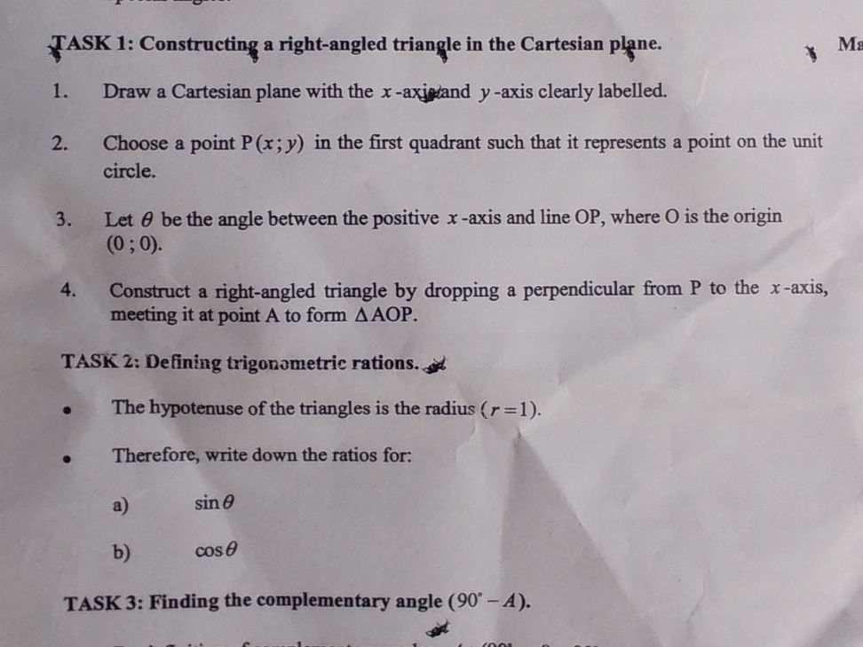 TASK 1: Constructing a right-angled triangle | StudyX
