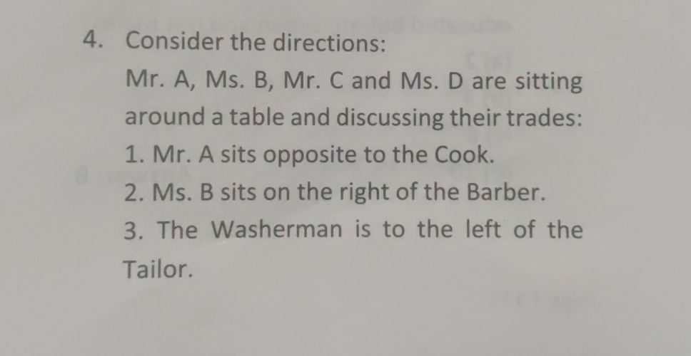 4. Consider the directions: Mr. A, Ms. B, | StudyX