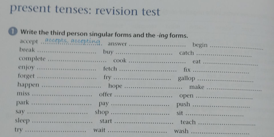 Write the third person singular forms and | StudyX
