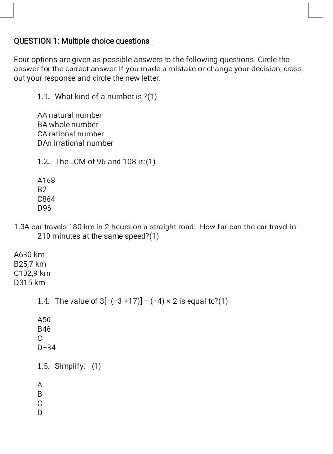 1.1. What kind of a number is?(1) AA natural | StudyX