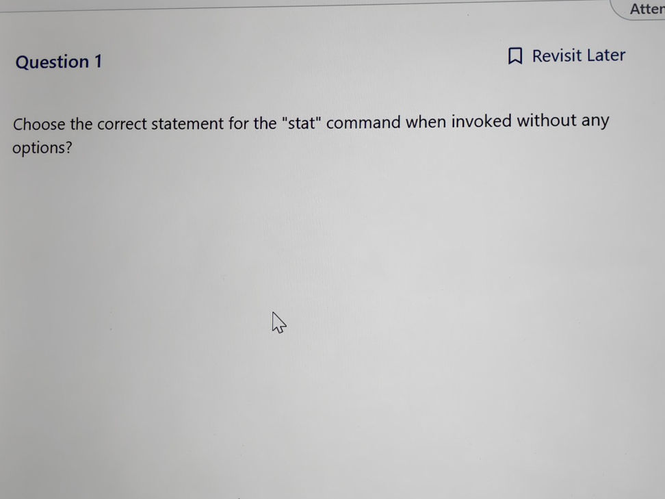 Choose the correct statement for the "stat" | StudyX