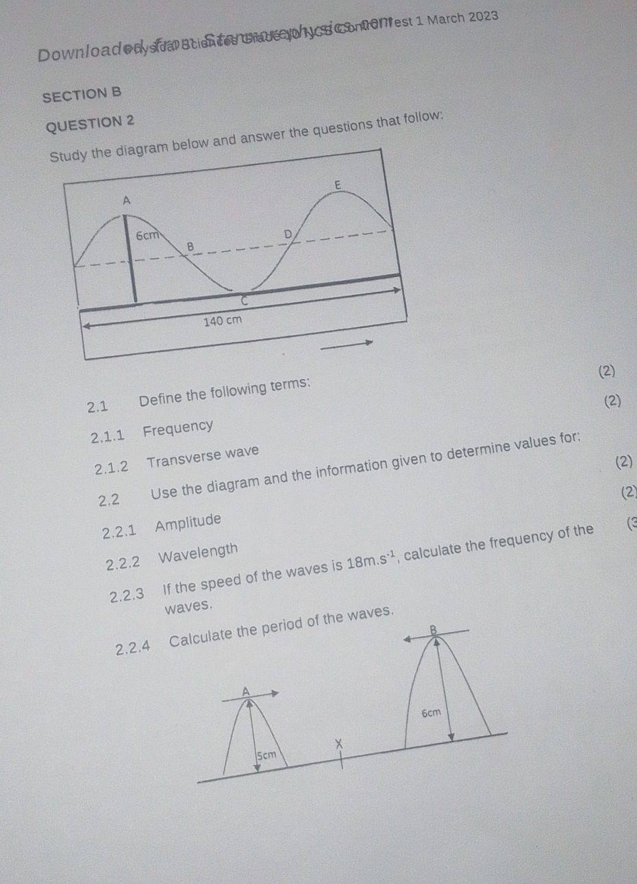 SECTION B QUESTION 2 Study the diagram below | StudyX