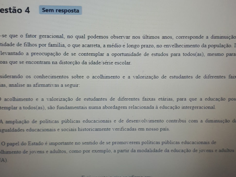 -se que o fator geracional, no qual podemos | StudyX