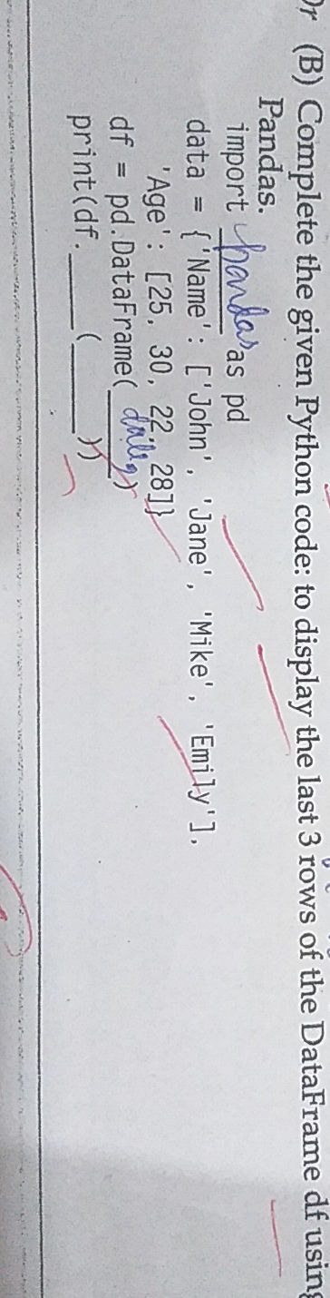 Complete the given Python code to display | StudyX