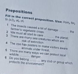 Preposition Insects Prepositions Fill in the correct | StudyX