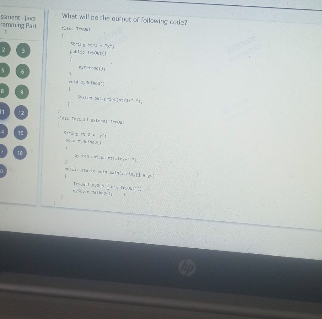 What will be the output of following code? | StudyX