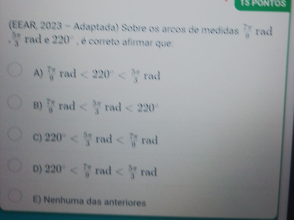 (EEAR, 2023 - Adaptada) Sobre os arcos de | StudyX