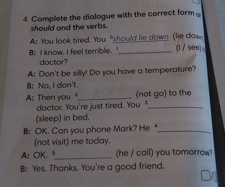 4 Complete the dialogue with the correct | StudyX