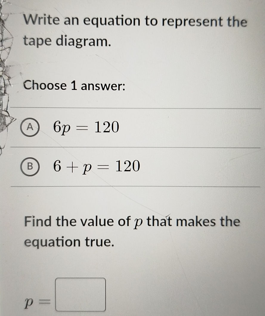 Write an equation to represent the tape | StudyX