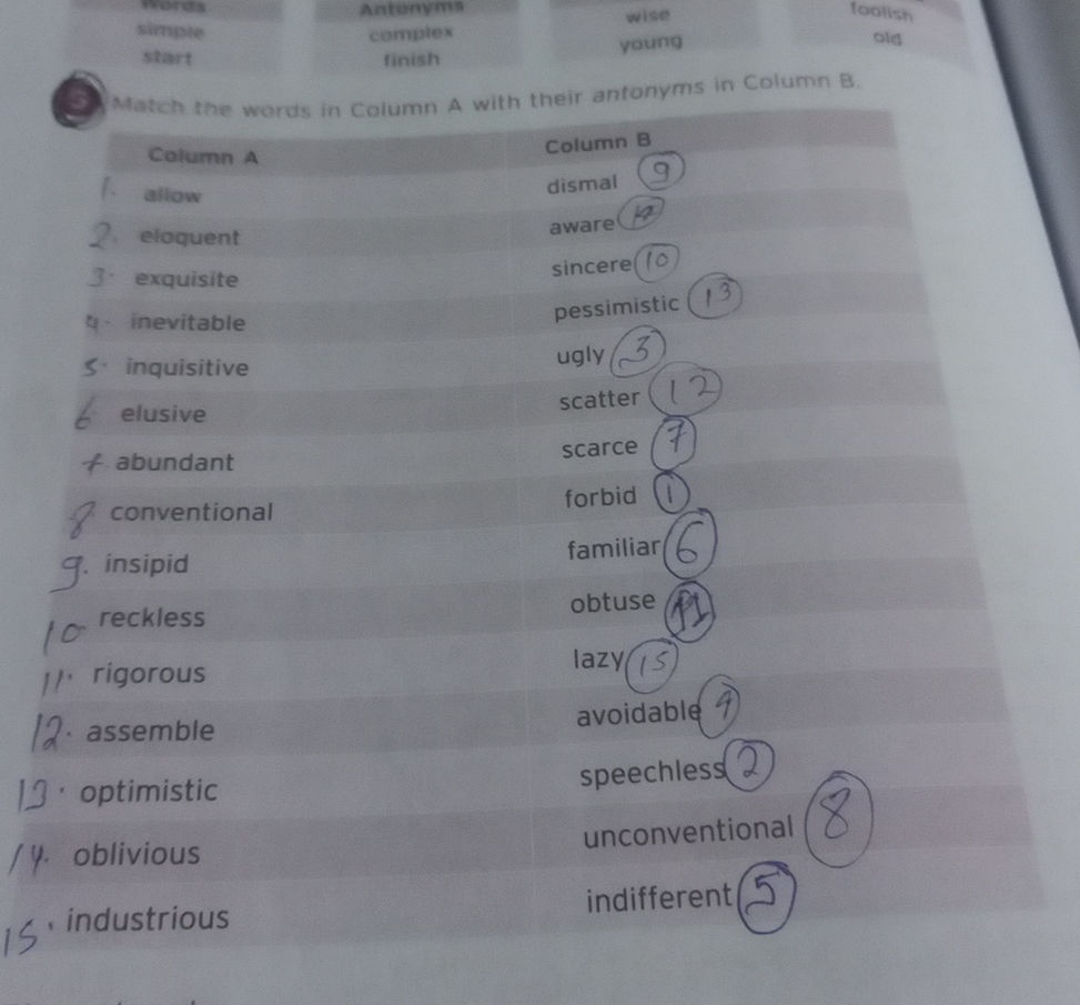 Match the words in Column A with their | StudyX