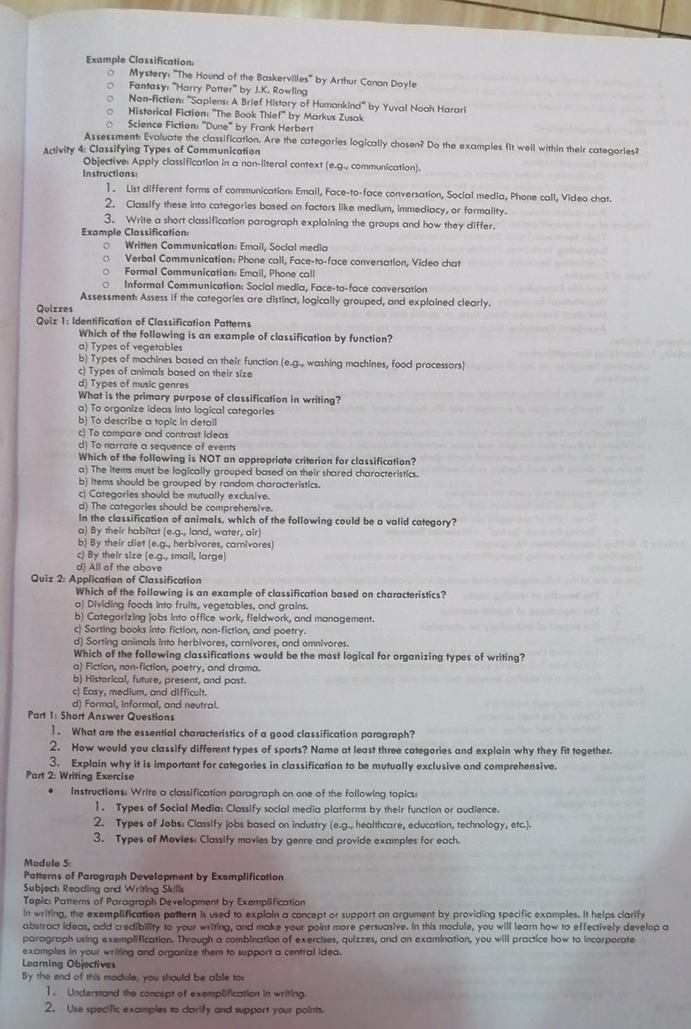Quiz 1: Identification of Classification | StudyX