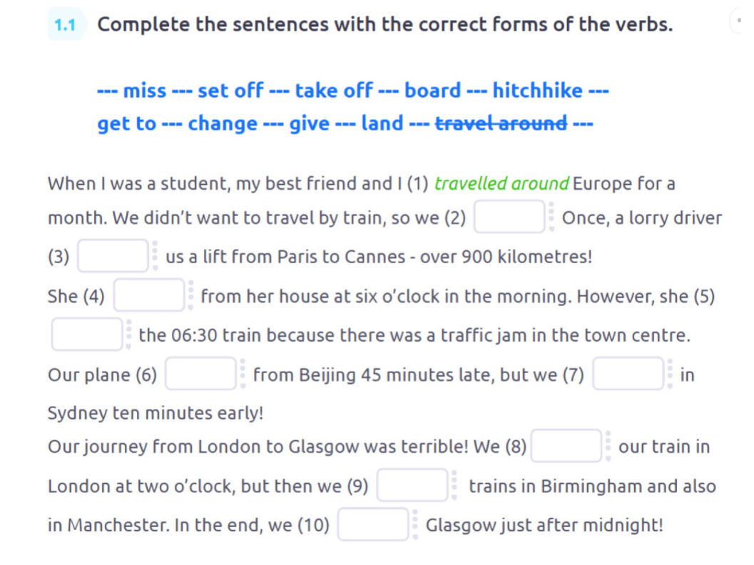 Sentence To Go Off 1.1 Complete the sentences with the correct | StudyX