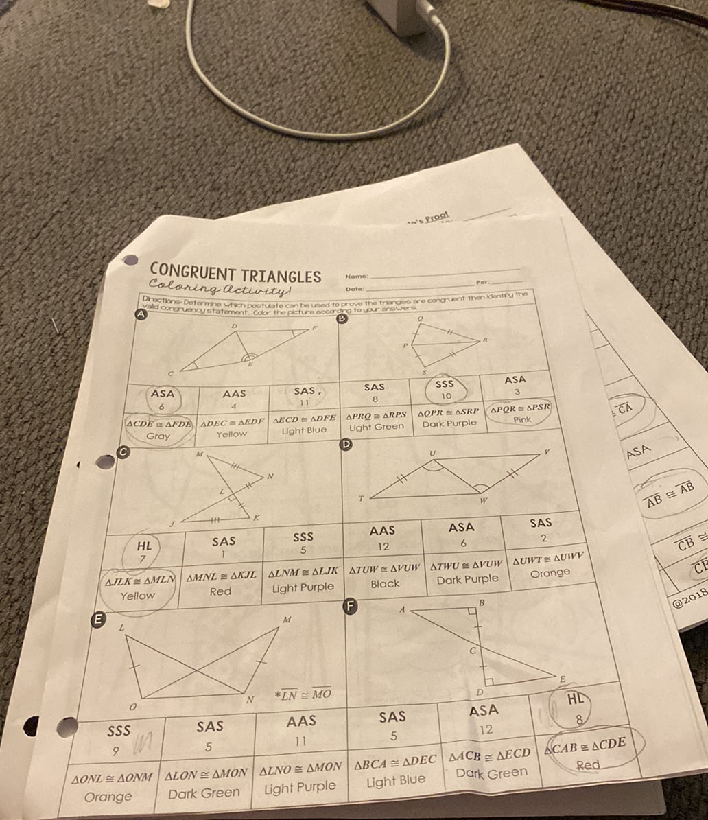 CONGRUENT TRIANGLES Coloring Activity! | StudyX