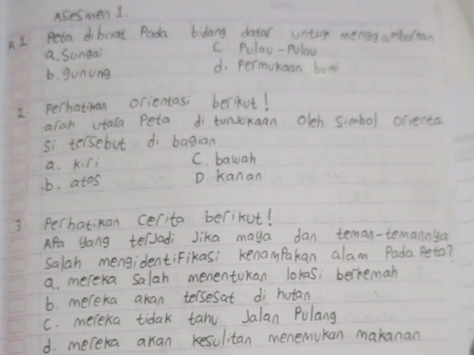 A1 Peta dibriat Pada bidang datar untuk | StudyX