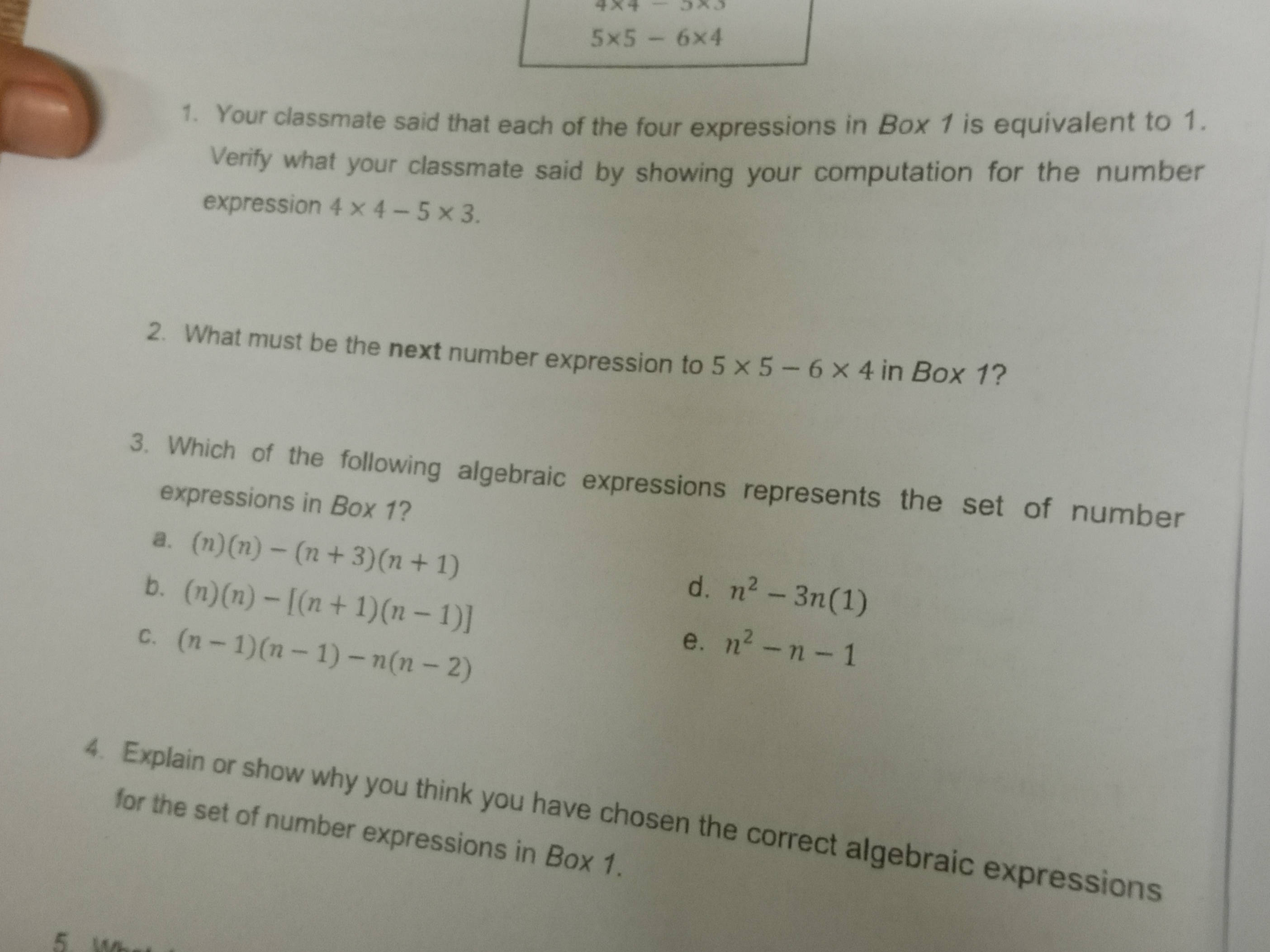 Your classmate said that each of the four