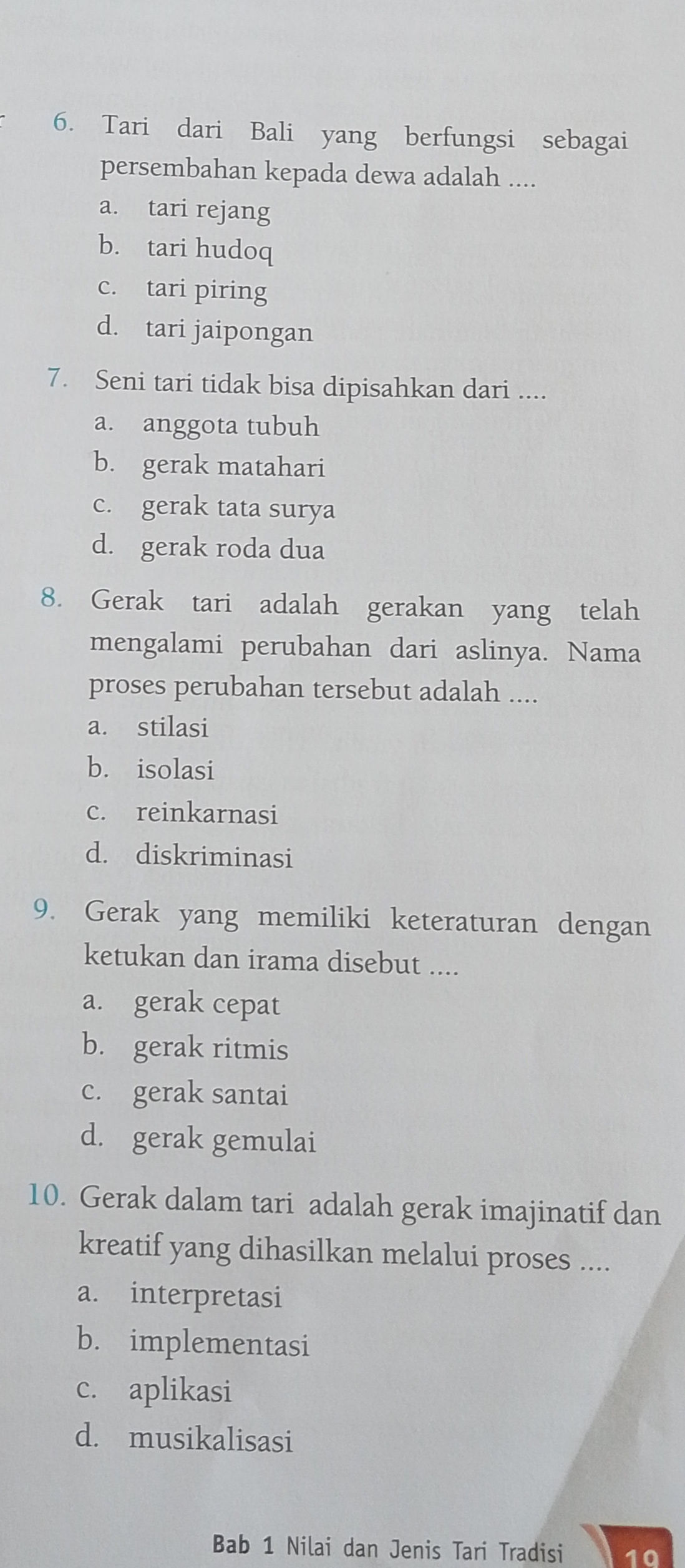 6. Tari dari Bali yang berfungsi sebagai | StudyX