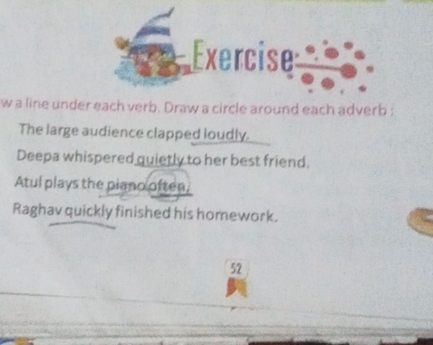 Exercise: Draw a line under each verb. Draw | StudyX