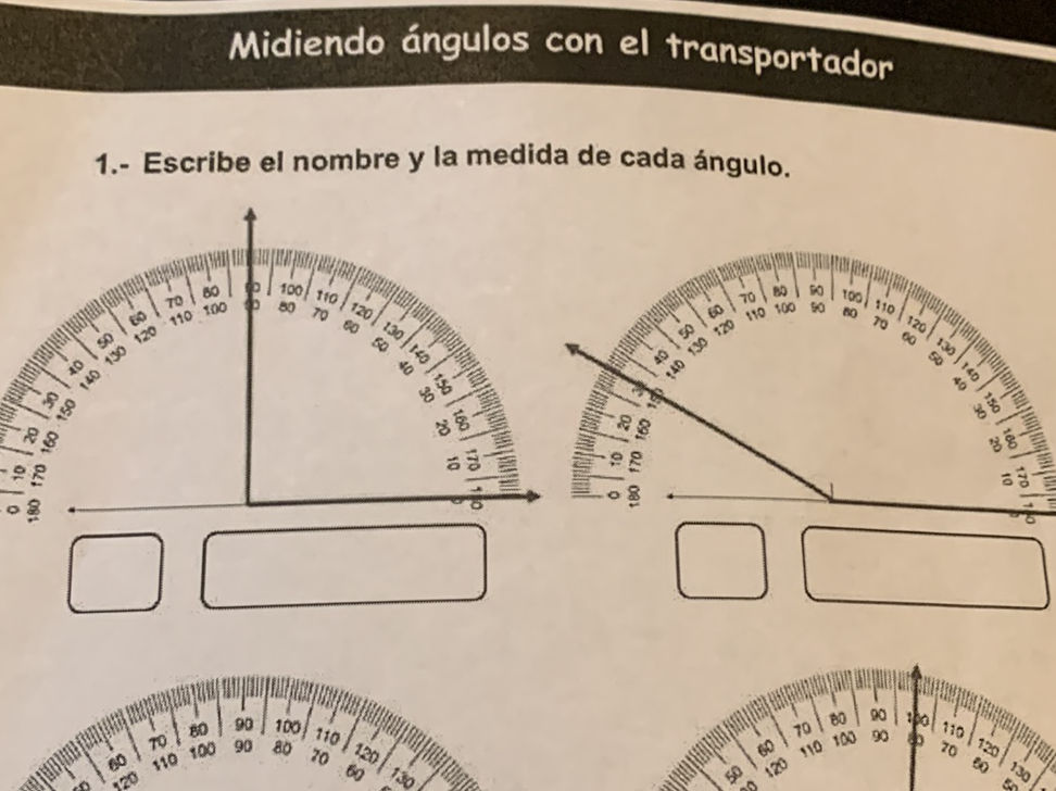 1.- Escribe el nombre y la medida de cada