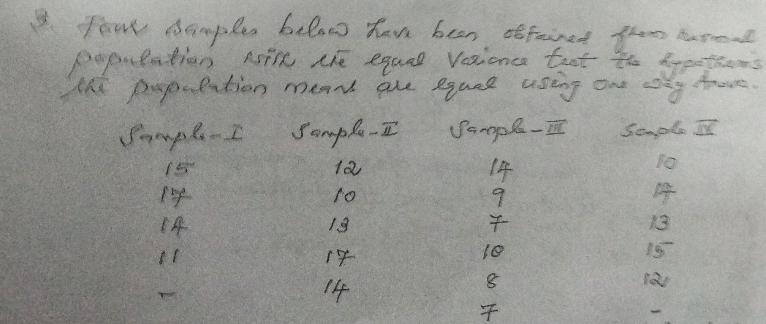 Four samples below have been obtained from | StudyX