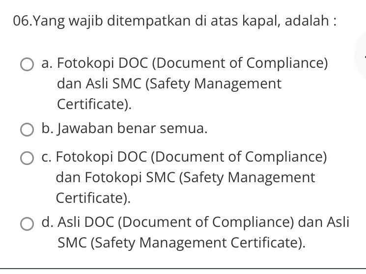 06. Yang wajib ditempatkan di atas kapal, | StudyX